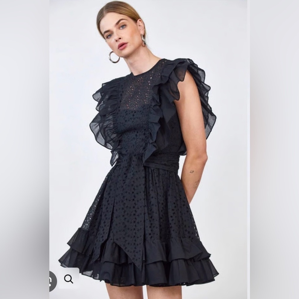 Hunter Bell Elegant Black Lace Mini Dress